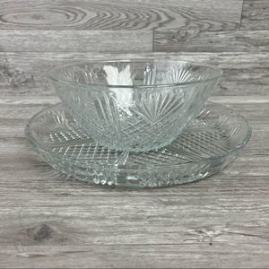 Vintage Covetro Crystal Elegant Serving Bowl & Large Plate 10 & 12 Made in Italy